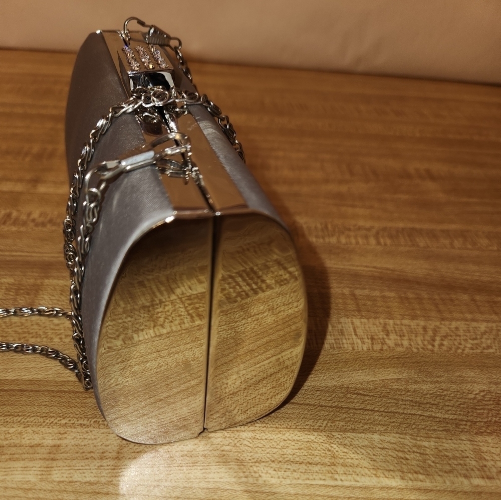 LULU TOWNSEND Silver Satin Evening Clutch/Bag
